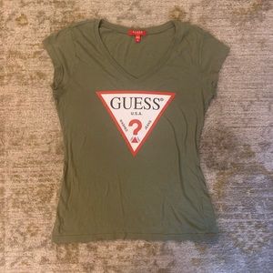 Guess olive green logo t shirt